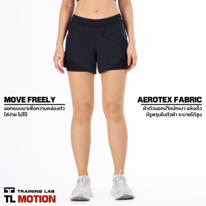 TL 2-IN-1 MOTION SHORTS กางเกงวิ่งผู้หญิง รุ่น โมชั่น (ดำ)